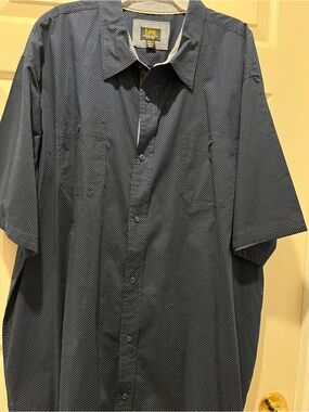 Lee Men’s Navy Blue Microdot Short-Sleeve Button-Down Shirt